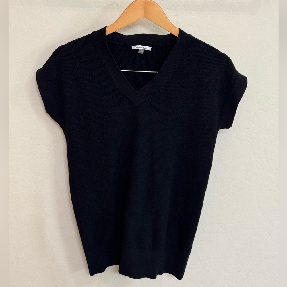 Vila Milano Black Ribbed Knit Cap Sleeve Sweater Top Women’s Size Small